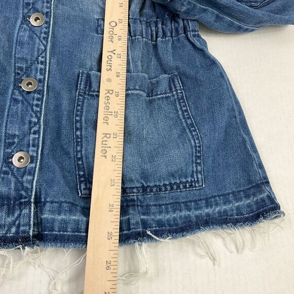 J.Jill Denim Utility Jacket Blue Button Down Drawstring Waist Raw Hem XSP Petite - Picture 6 of 11
